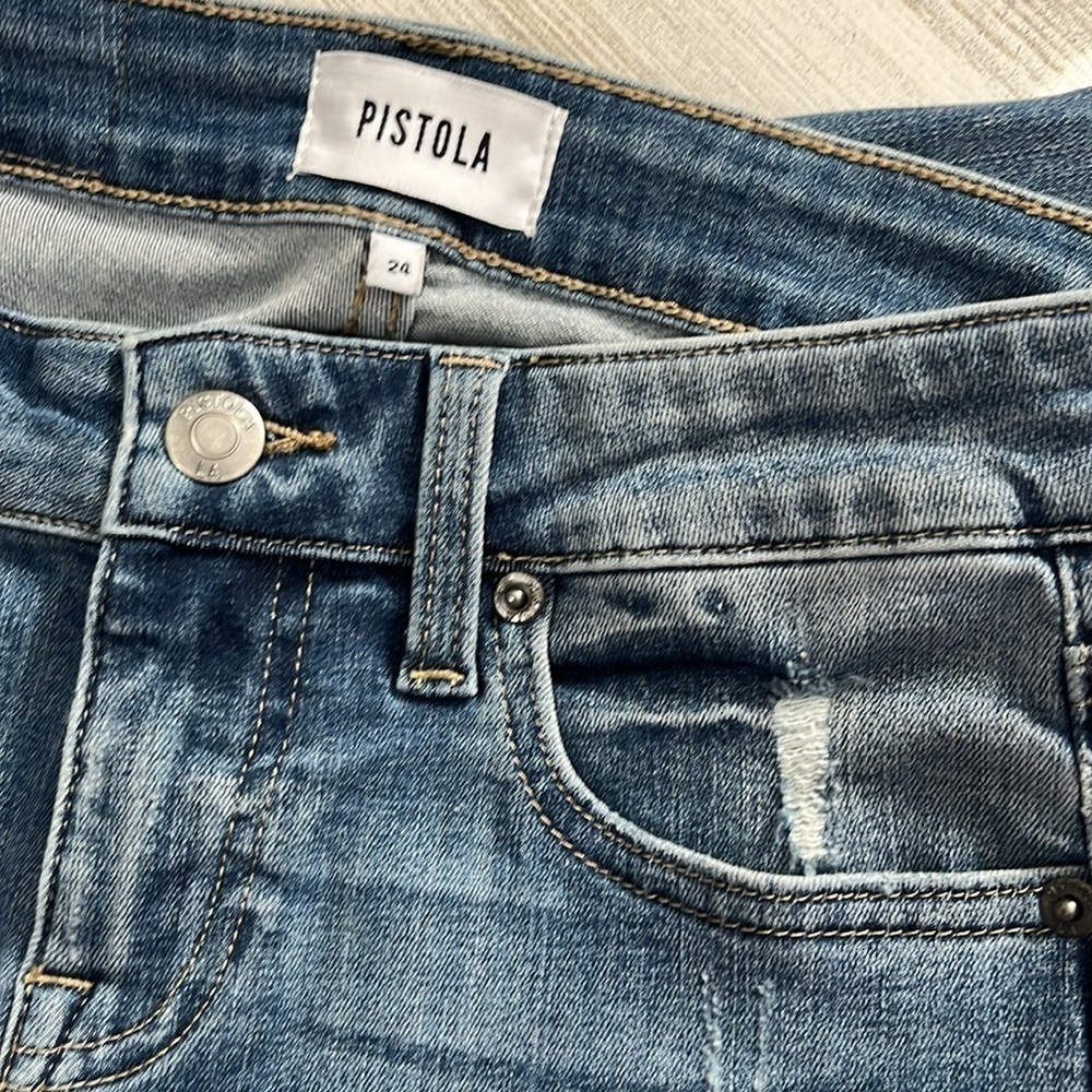 Pistola Distressed Raw Hem Jeans Size 24 - Picture 9 of 13